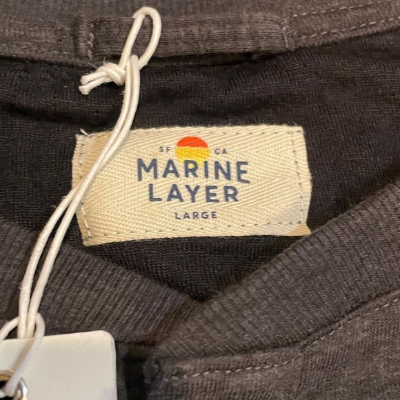 NWT MARINE LAYER LONG SLEEVE DK HENLEY FADED BLACK T-SHIRT SZ LARGE L - Picture 4 of 6